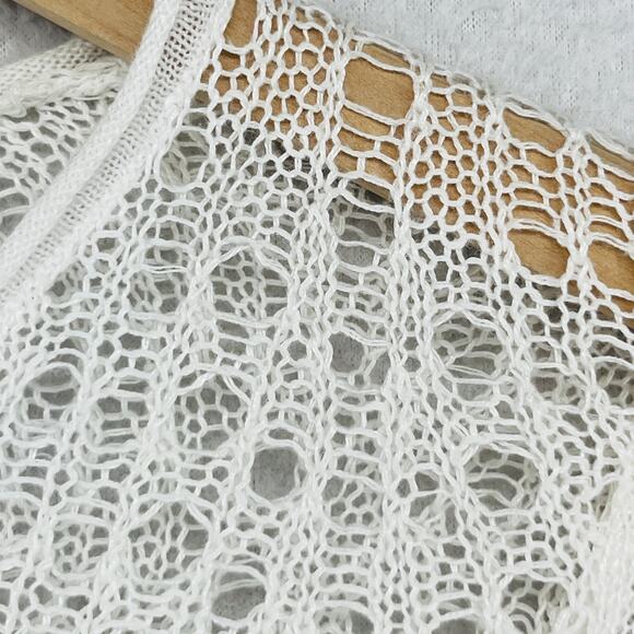 EILEEN FISHER Sweater S Crochet Open Round Neck Pullover Boho White - Picture 7 of 14